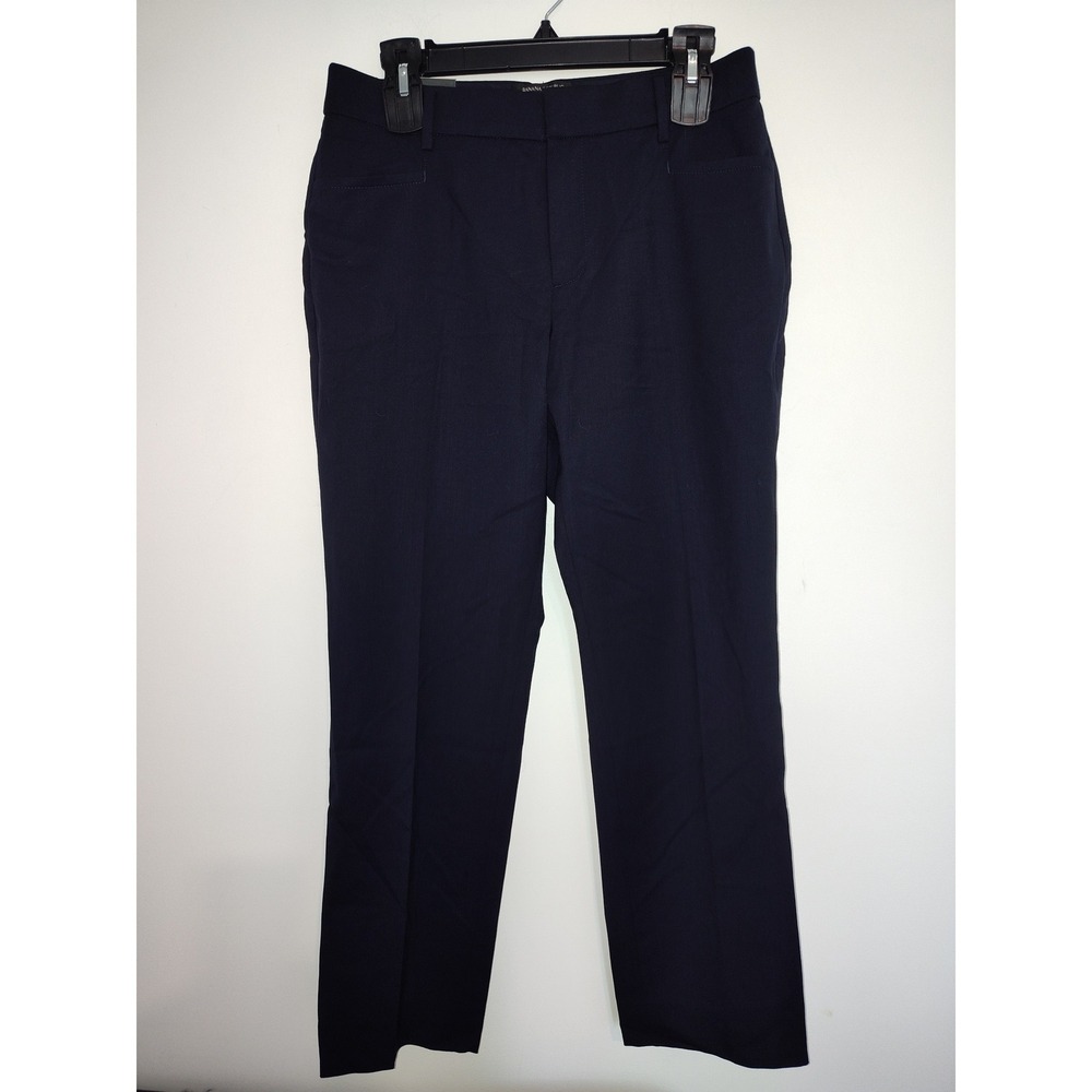Banana Republic Slim Straight Ankle Italian Wool Dress Pants Navy Blue Womens 6
